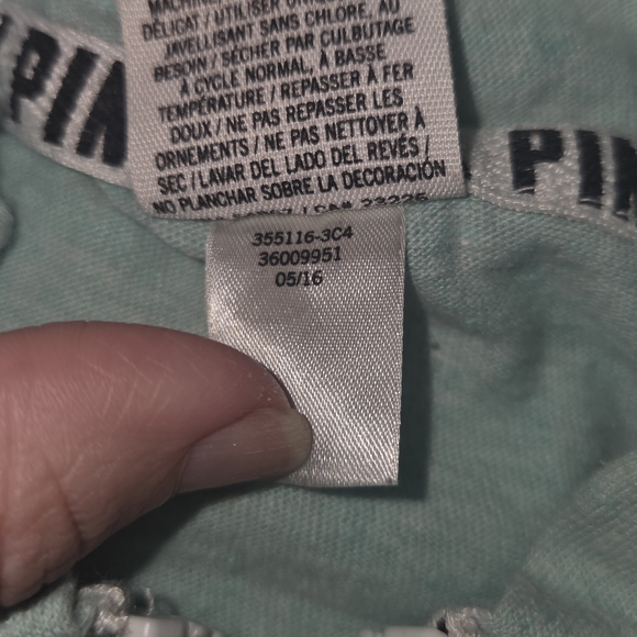 PINK Victoria's Secret womens zip up mint green hoodie - medium - Picture 3 of 8
